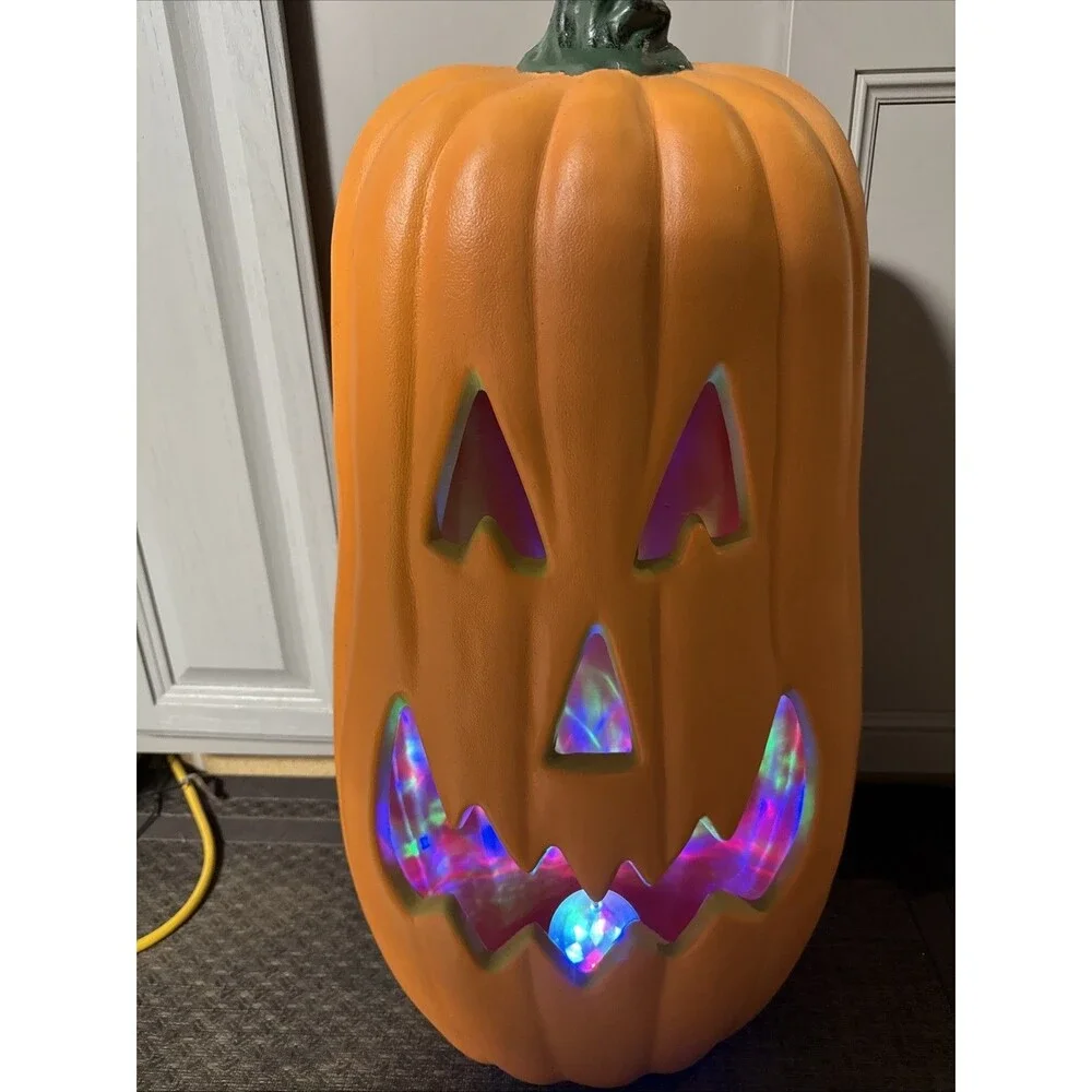 27” Magic Power Company Lighted Halloween Pumpkin Blow Mold Disco Lights